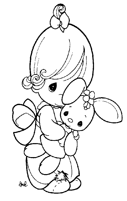 Coloriage Petite fille et son ours - Sans Dépasser